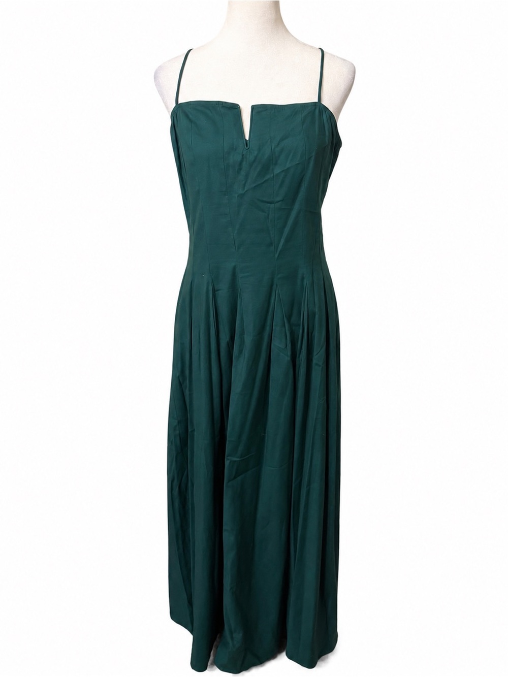 Reformation Square Neck Midi Dress in Green Organic Cotton 8 - Picture 2 of 6
